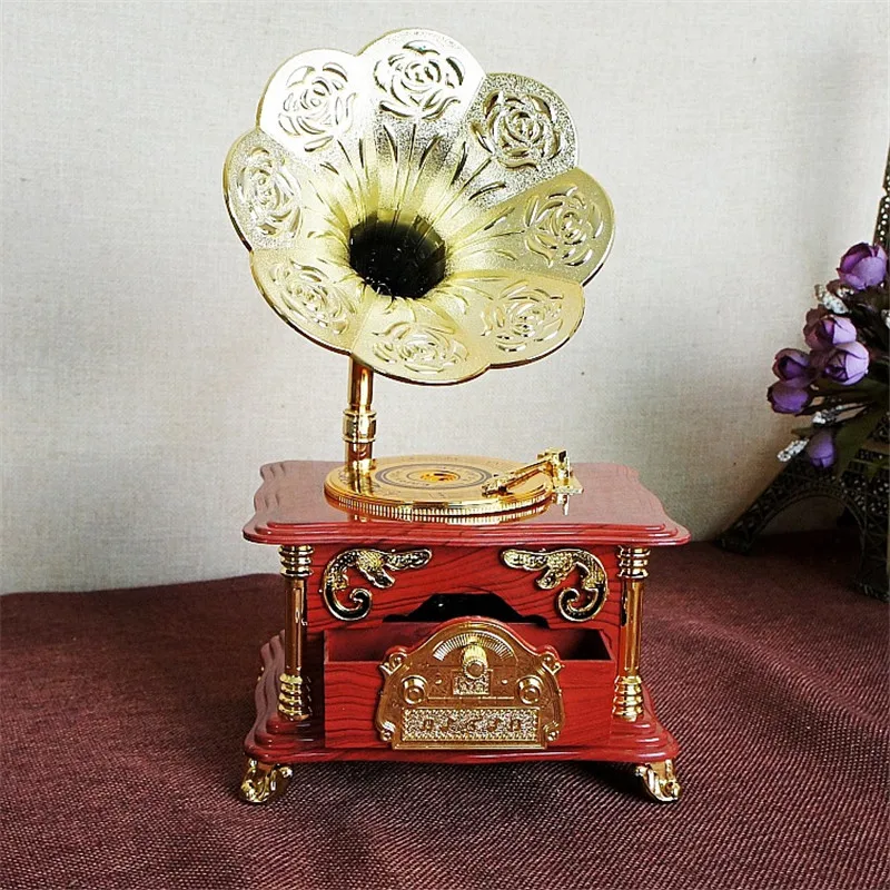 2018 Винтаж DIY Граммофон Музыкальная Шкатулка орнамент ретро декоративная