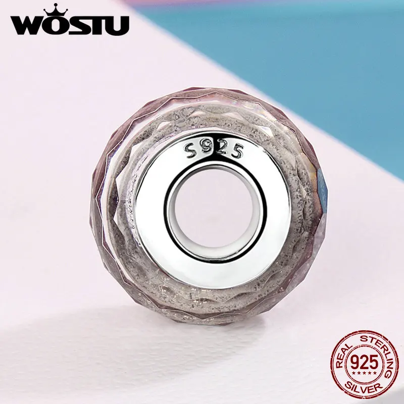 WOSTU Настоящее 925 пробы серебряные сверкающие бусины из муранского стекла подходят к оригиналу WST браслет ювелирные изделия Рождественский подарок DXZ061