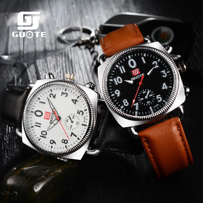 GUOTE поступление Брендовые мужские модные часы высококачественные кварцевые