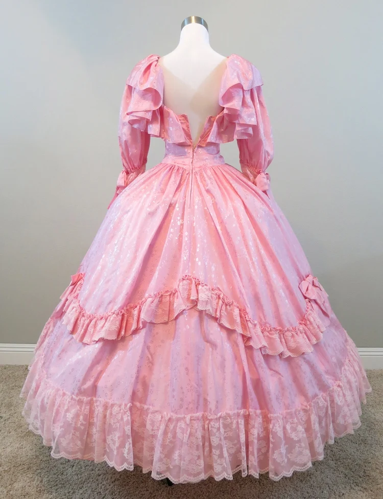 Розовое гофрированное платье для гражданских войн костюм в стиле Ренессанс
