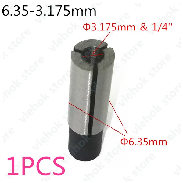 1/2 ''1/4'' 1/8 ''10 мм 8 мм 6 мм 4 мм 3 мм патрон фрезы цанговый адаптер для передачи для Makita BOSCH HITACHI DeWALT Hilti worx - Цвет: 1PCS    6.35-3.175mm