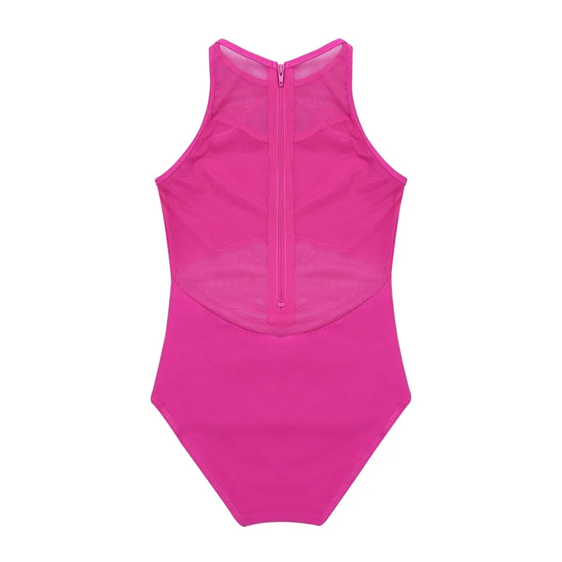Kids Girls Sleeveless ZipperBallet Dance Wear Mesh Back Toddler Athletic Ballerina Leotards Dress Gymnastics Bodysuit |