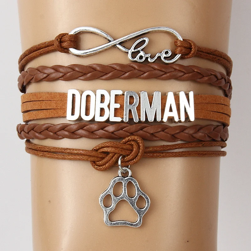 (10 шт./лот) браслет Infinity Love DOBERMAN Paw с подвеской в виде щенка ювелирное изделие