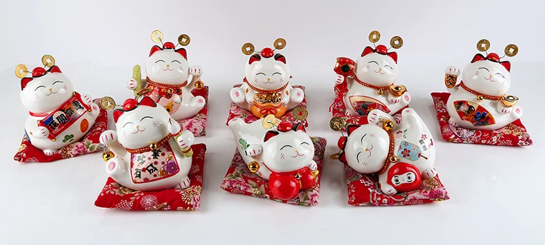 6 дюймов Maneki Neko керамика Lucky Cat домашний декор фарфоровые украшения милые Фортуны кошка копилка фэншуй ремесла