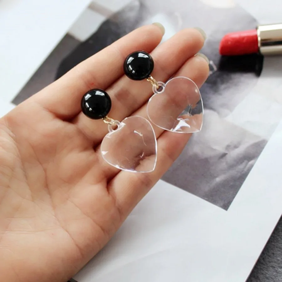Boucle d'oreille Femme модные ювелирные изделия Уникальный дизайн прозрачный хрустальный стакан круглый Сердце Длинные полимерные серьги для женщин