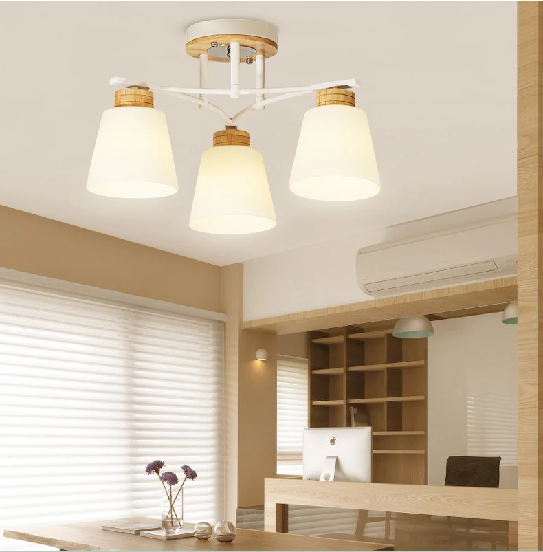 Скандинавский светодиодный потолочный светильник для гостиной Лофт Deco арт-кабинет спальня деревянный потолочный светильник для столовой Бар для чтения потолочные светильники блеск