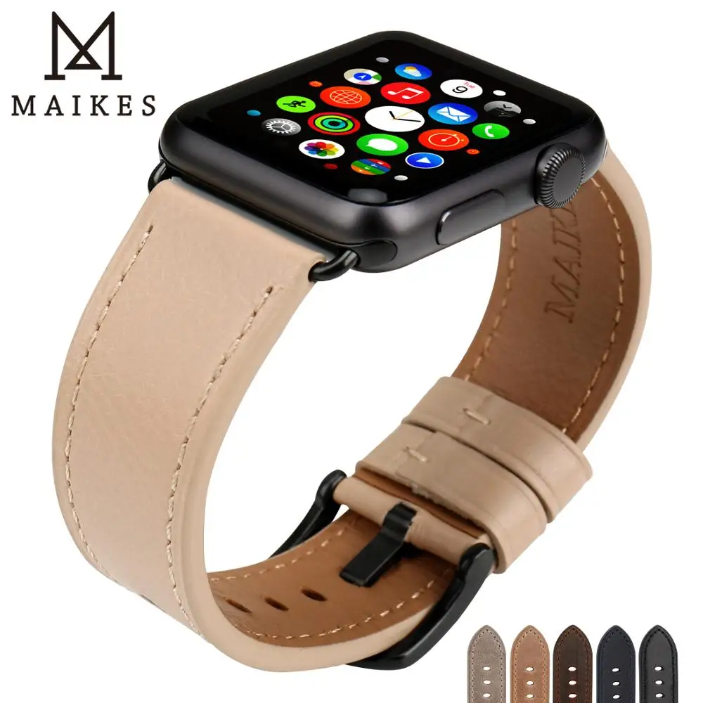 Ремешок MAIKES из натуральной кожи для Apple Watch 38/42/44/40/42 мм|Ремешки часов| |