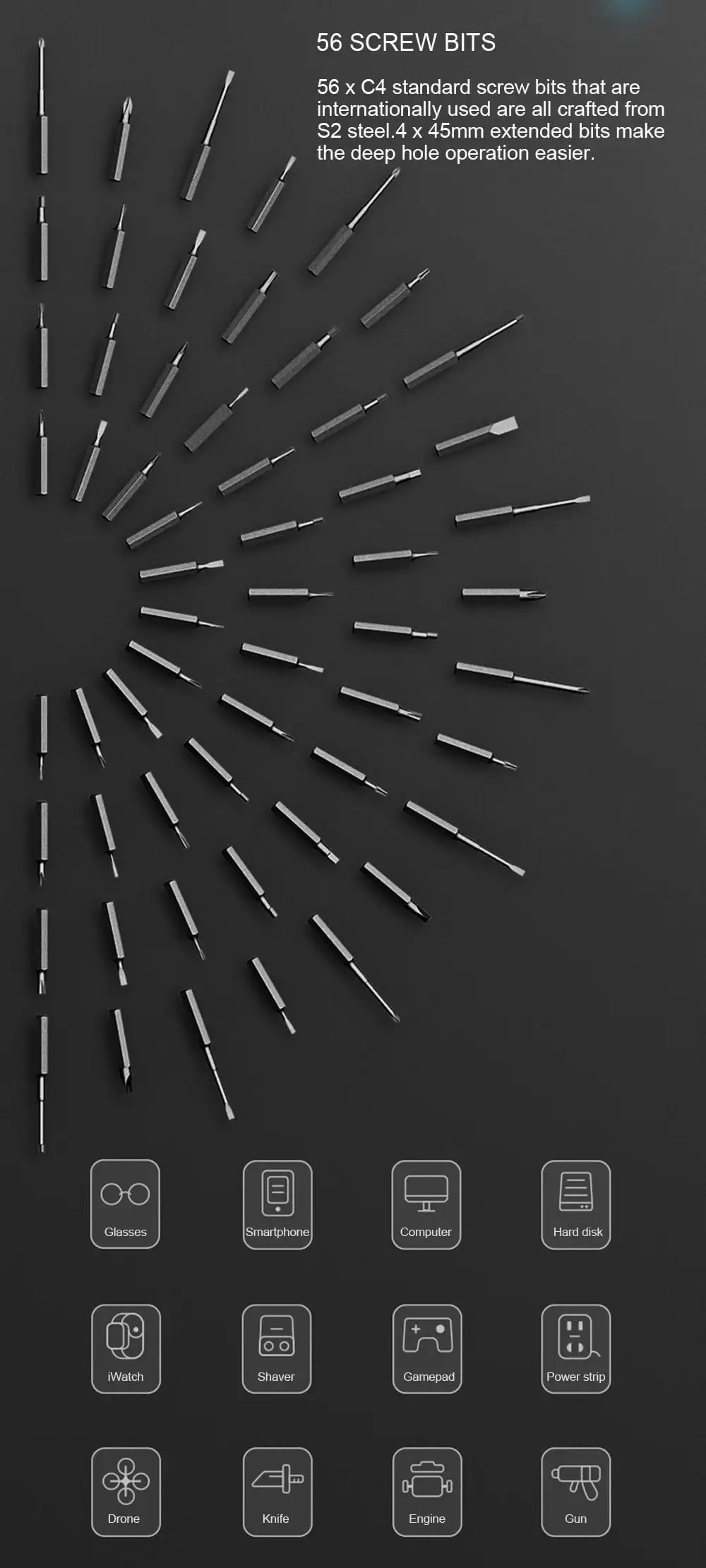 WOWSTICK прецизионные отвертки биты инструментарий Аккумуляторная Беспроводная мощность отвертка комплект для ремонта работы литиевая батарея