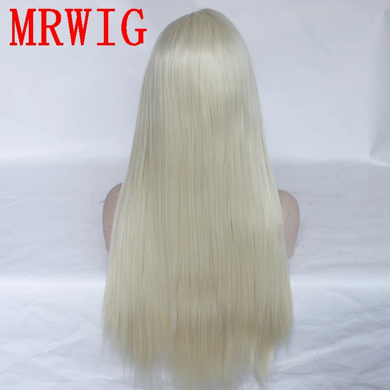 MRWIG 26in длинный прямой 60 см синтетический бесклеевой передний парик кружева