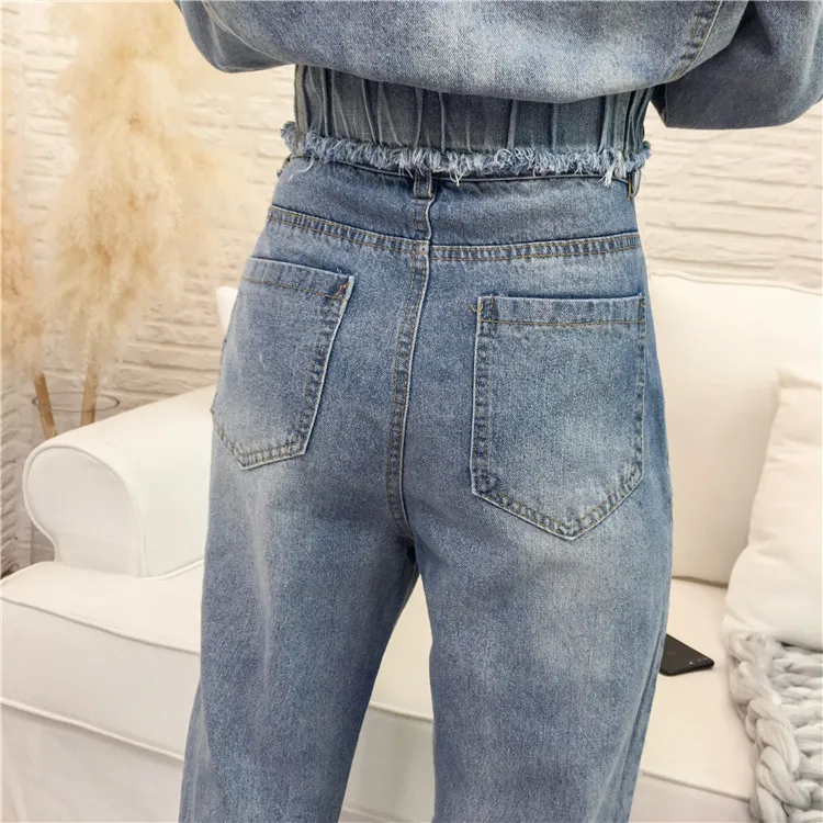 LISM/Модные осенние джинсы женские комплекты из двух предметов куртка бомбер