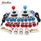 Аркадная игра с нулевой задержкой, набор сделай сам для USB к ПКRaspberry Pi 5 В, светодиодная кнопка, ZIPPY, джойстик, 1 и 2 игрока, Управление запуском монет