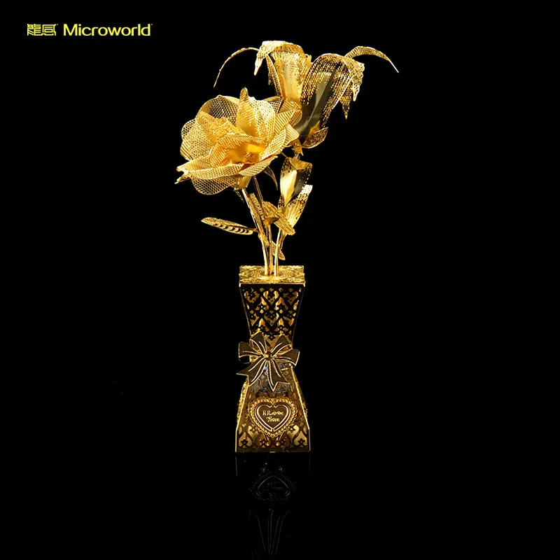 Креативный металлический пазл MICROWORLD в виде розовой лилии Сборная модель сделай