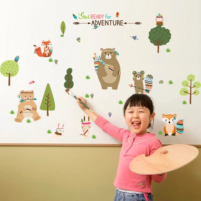 Животного Семья Наклейки на стену для детей номеров Дизайн и декор DIY обои Книги