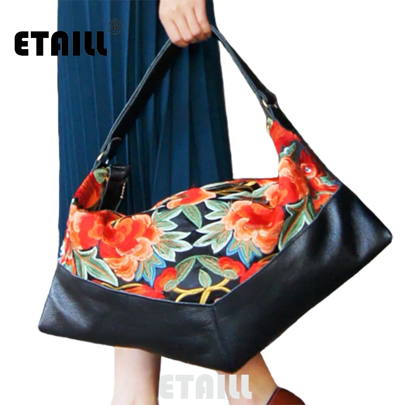 Национальный этнический Бохо Тайский Вышивка кожаные сумки женские брендовые