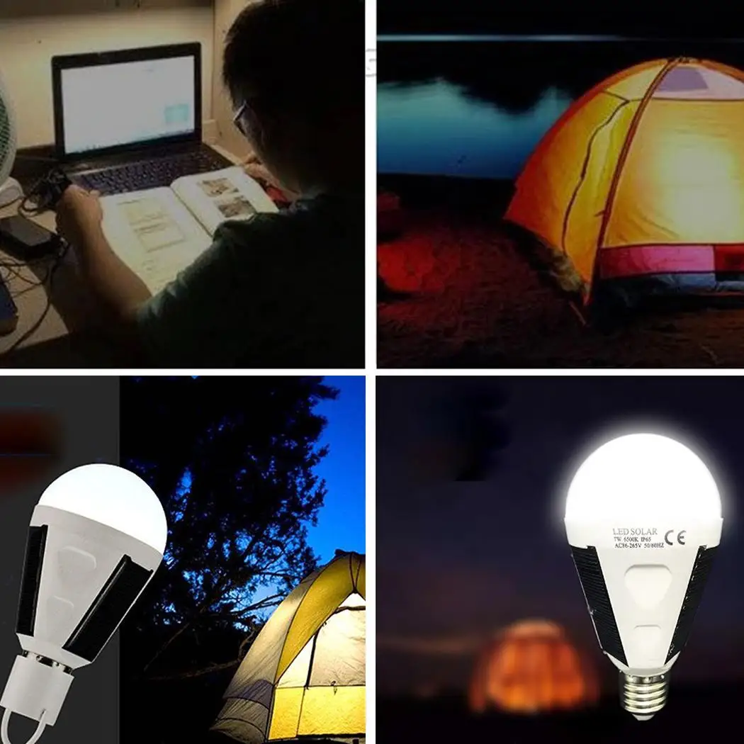 Светодиодная лампа на солнечных батареях водонепроницаемая для дома открытом