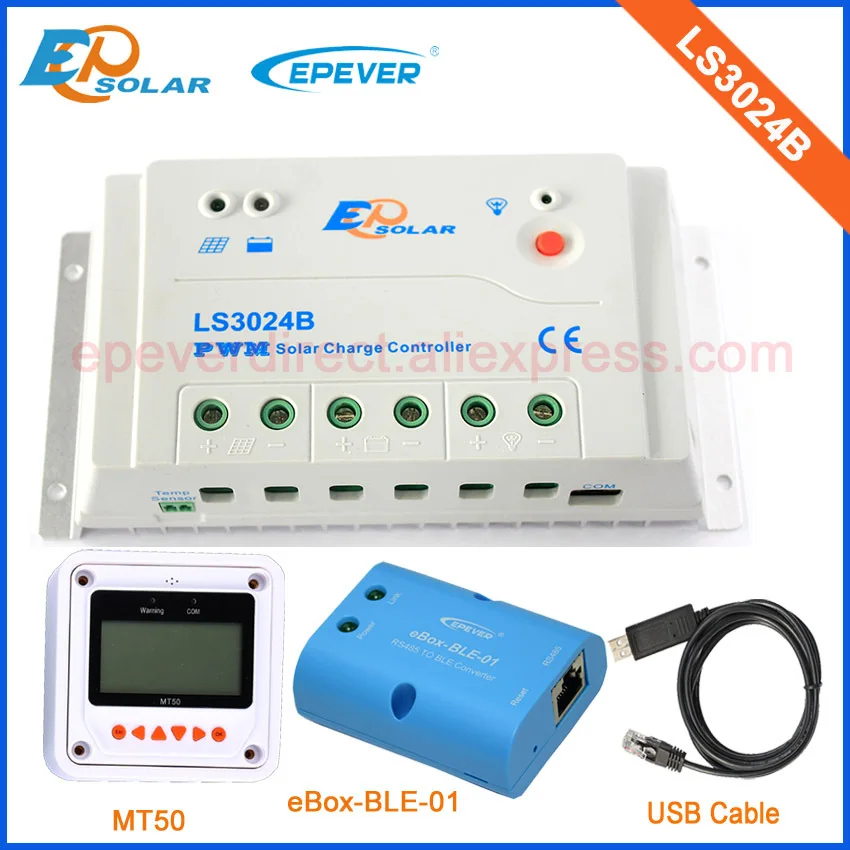 

Controller 24V PWM EPEVER Solar battery charging regulator LS3024B with ble BOX USB cable 30A MT50 for setting