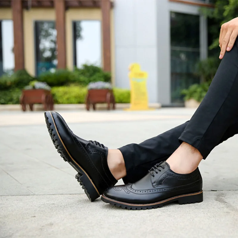 Fashion Great Men Oxfords Black Brown White Yellow PU Leather Leisure Flats Shoes Pointed Toe Carve Lacing Brogue | Обувь