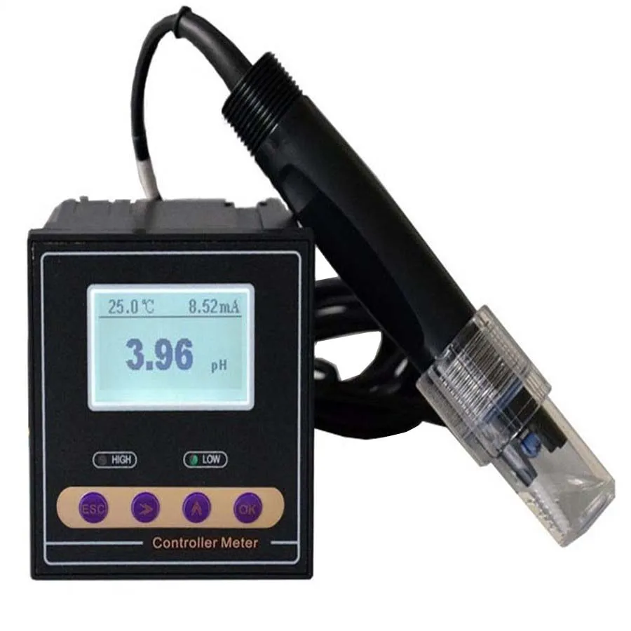

Online Industrial pH ORP Controller Meter Monitor Accuracy 0.02pH 1mV upper lower limit control alarm PH-110