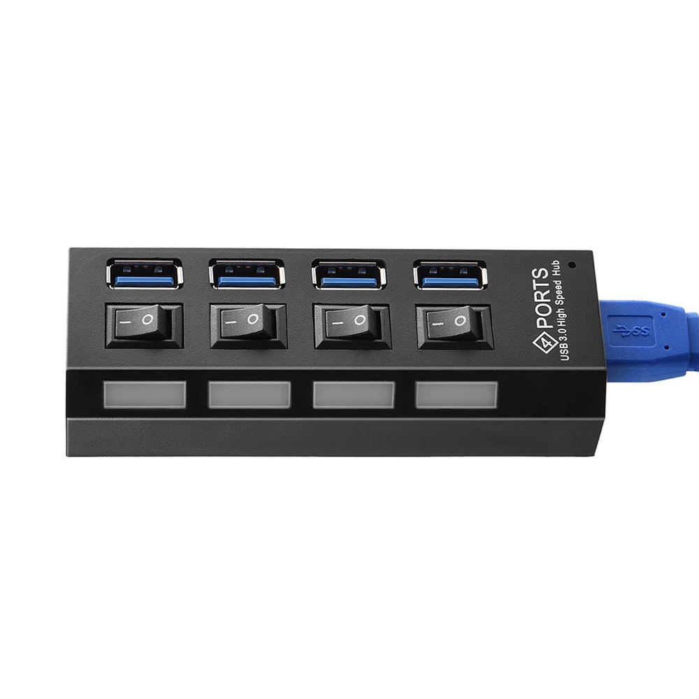 Usb-концентратор 3,0 4 Порты Micro USB 3,0 концентратор разветвитель с Мощность адаптер USB hab высокое Скорость 5 Гбит/с USB разветвителем 3 концентратор для ПК - Цвет: Черный