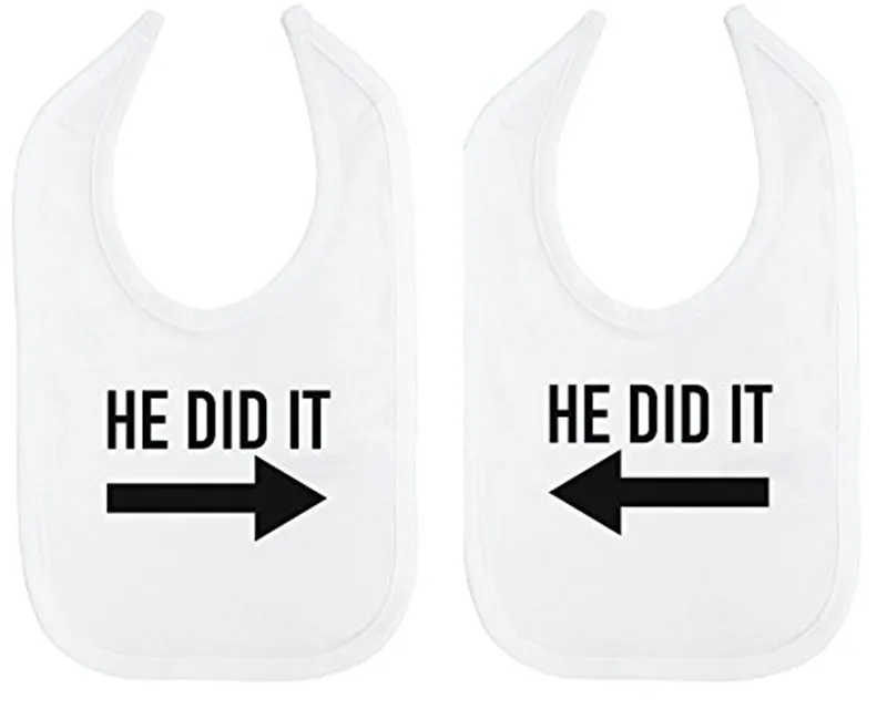 YSCULBUTOL He Did It She Arrow Twin Set унисекс нагрудники для новорожденных|baby bibs|newborn baby bibsbaby bibs