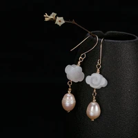 one deer silver 14k bag natural hotan yuxiangyun pearl ear drop retro personality high end womens earrings jewelry