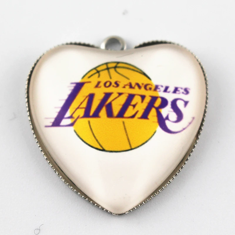 10 шт сердце Lakers команда Баскетбол Спорт Вентилятор болтаются Подвески DIY