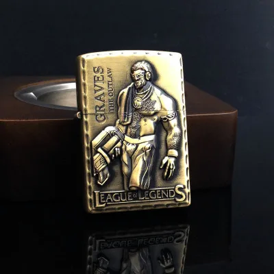 Серый Металлическая керосиновая зажигалка, фигурка героя, бронзовая фигурка, узор с тиснением. Креативные зажигалки, аксессуары для сигарет - Цвет: Серый