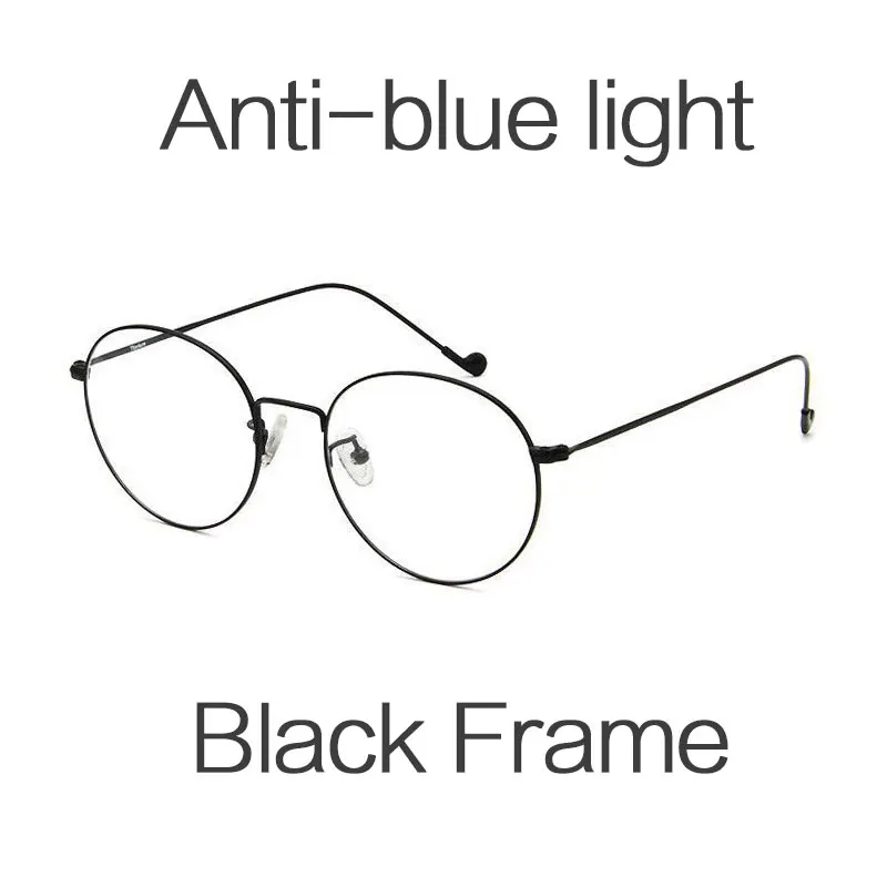 Anti-blue light HUHAITANG Round Nearsight Glasses Women Luxury Brand Anti Blue Light Computer Eye Glasses Frames For Men Clear Myopia Eyeglasses - Цвет оправы: Anti-blue light