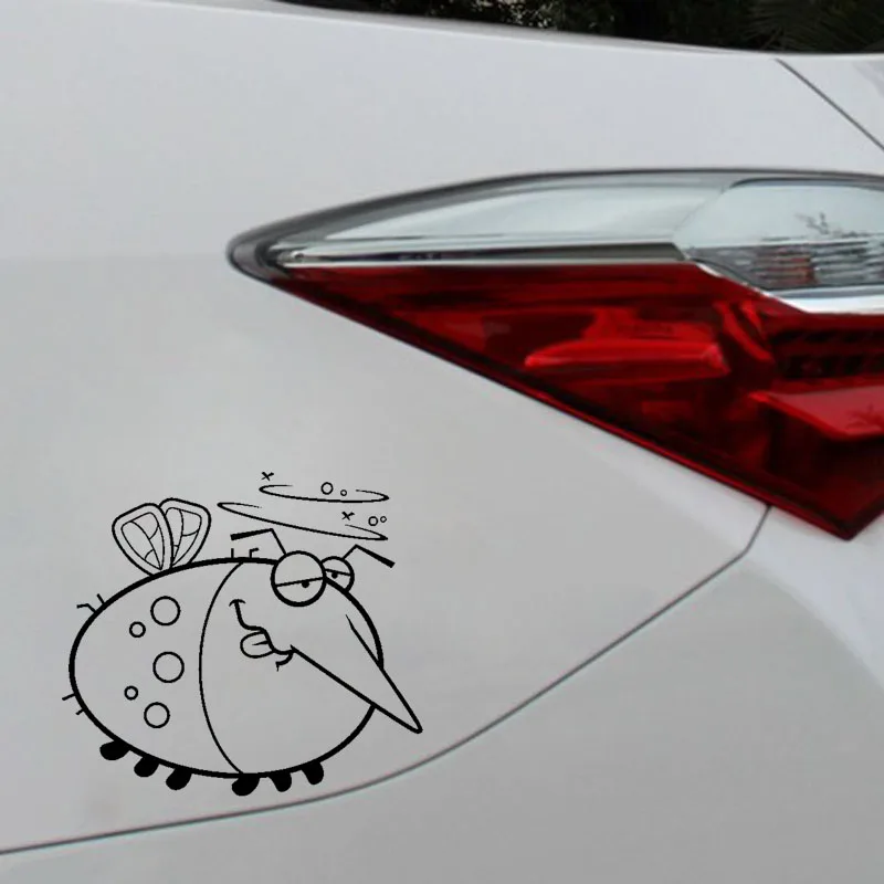 

YJZT 15.8M*14.2CM Delicate Cute Vertigo Insect Fly Caricature Original Vinyl Decal Art Car Sticker Black/Silver C19-1189