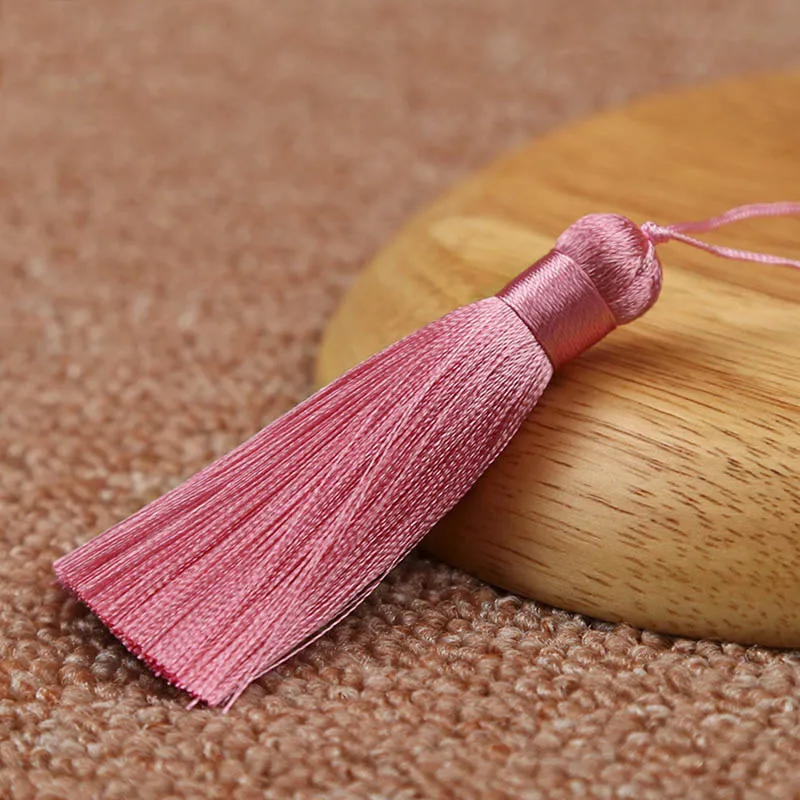 Pink 10 шт. кисточки кулон аксессуары для DIY серьги ювелирных изделий 8 см шелковые Сатиновые кисточки ручной работы фурнитура поставщик - Цвет: Pink