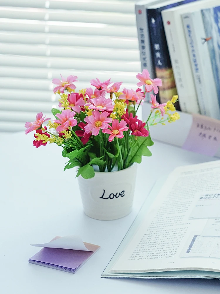 Mini Artificial Flower Rose Eucalyptus Potted for Home Bedroom DIY Decoration Beauty Photo Photography Background Backdrop Props |
