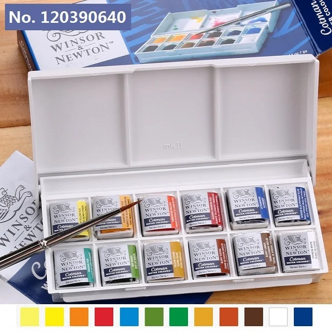 12 colors B WINSOR& NEWTON 8/12/24/36/45 Цвета Cotman Твердые акварельные краски набор художника пигмент товары для рукоделия - Цвет: 12 colors B