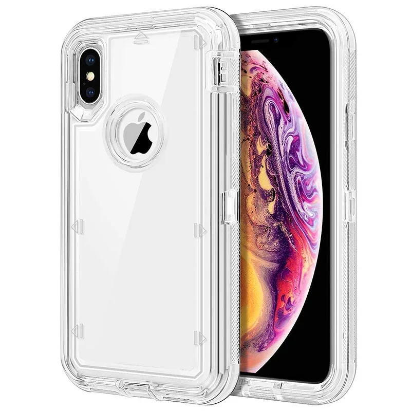 Прозрачный чехол 3 в 1 для iPhone 11, XR, XS, 8, 7 Plus, 360, полная защита, ударопрочный, твердый, ПК, милый, блестящий чехол