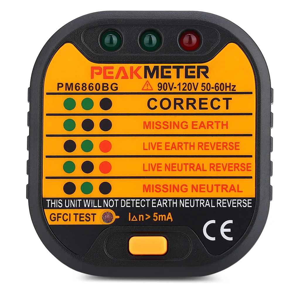 PEAKMETER PM6860BG 90 В-120 В США Plug Разъем тестер | Инструменты