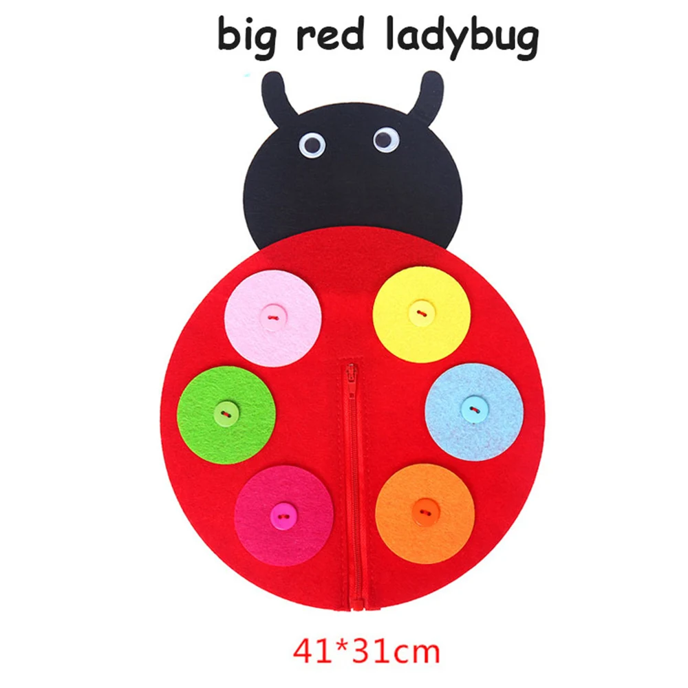 big red ladybug DIY мультфильм Ткань Животное Руководство Искусство для детского сада ремесла Монтессори обучающие средства ручной Молнии Кнопка Математическая головоломка игрушка для детей - Цвет: big red ladybug