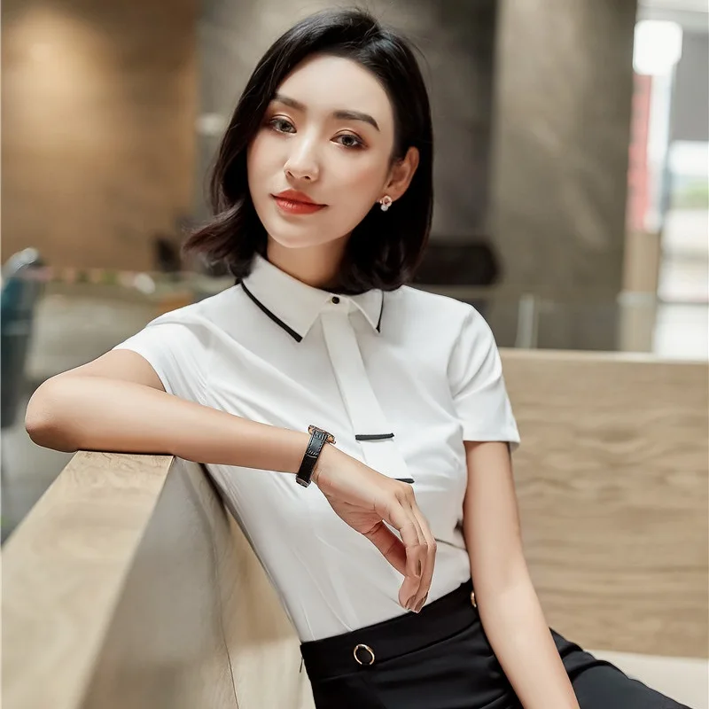 Новинка Синие Новые стильные модные блузки и рубашки для женщин деловая рабочая