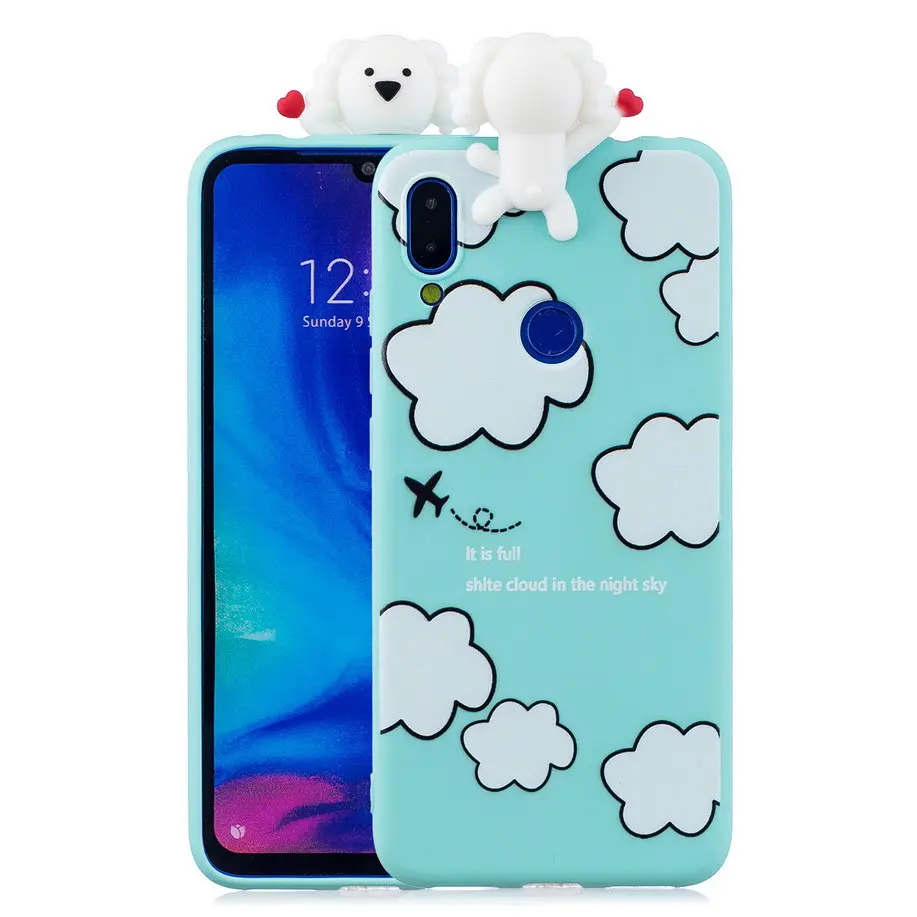 Silicone Case For Xiaomi Redmi Note 7 Pro Soft TPU 3D Cover Bear Cat Owl Patterned xiaomi cover redmi Go | Мобильные телефоны и