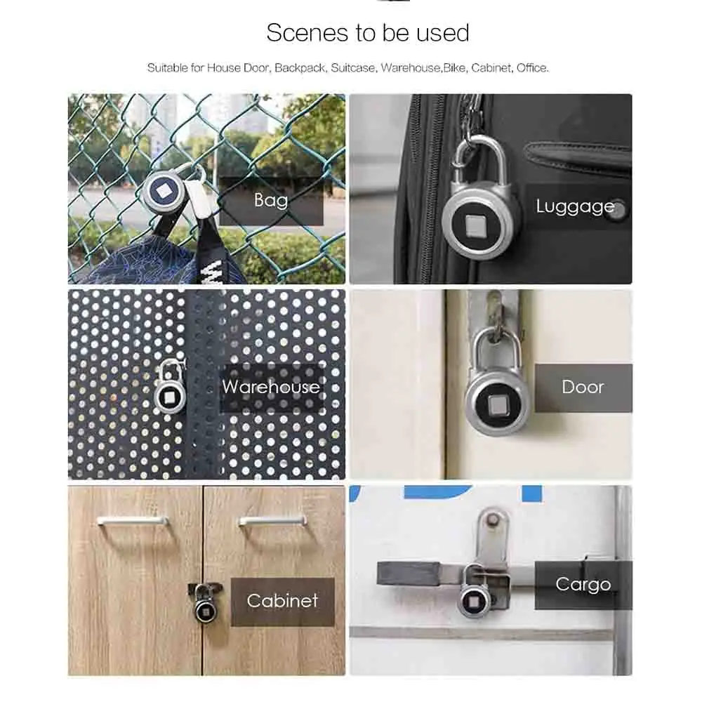P2 Smart Keyless Fingerprint Lock Bluetooth Phone APP Unlock Waterproof Anti-Theft Padlock Door for Android iOS | Безопасность и
