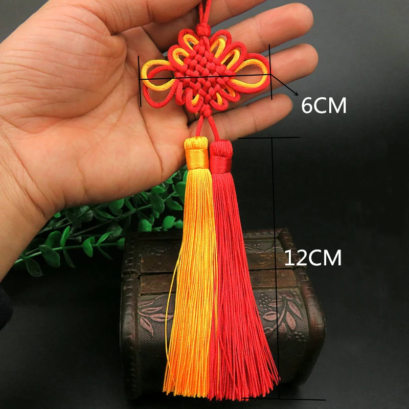 5 шт. китайские узлы красного и желтого цветов с двойными кисточками брелок шапки