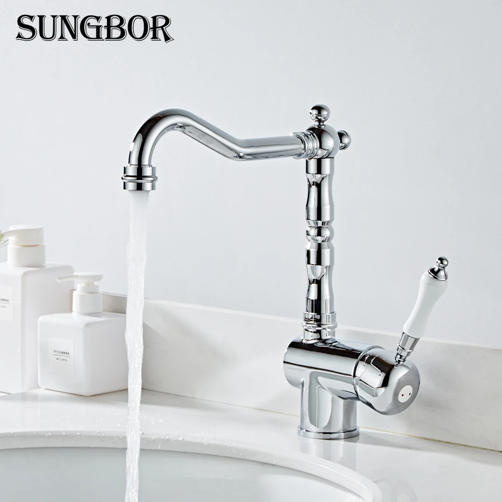 Смеситель для раковины на 360 градусов хромированный смеситель ванной комнаты Grifo