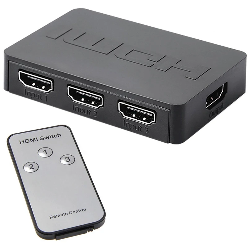 

Hdmi-compatible Splitter 3 Port Hub Box Auto Switch 3 In 1 Out Switcher 1080P Hd 1.4 Remote Control For Hdtv Xbox360 Ps3 Project