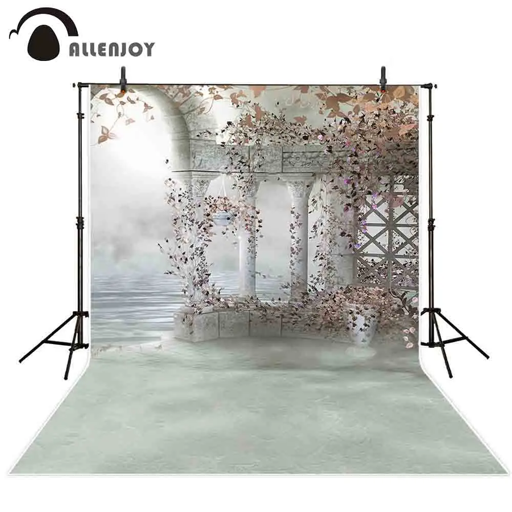 Allenjoy photography background vintage white pillar leaf lack fall backdrops fond photo studio shoots photocall photophone | Электроника