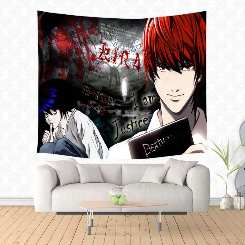 Принт с надписью «Death Note», гобелен, настенный, песчаный, пляжный коврик, одеяло, палатка для кемпинга, дорожный спальный матрас, коврик