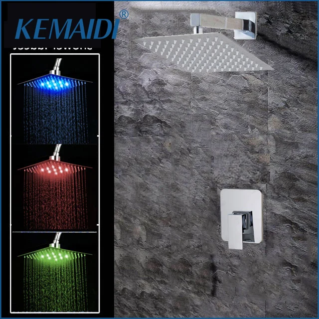 KEMAIDI 8 12 16 дюймов настенный дождевой душевой набор роскошный квадратный душевой набор душ хромированный готовый настенный