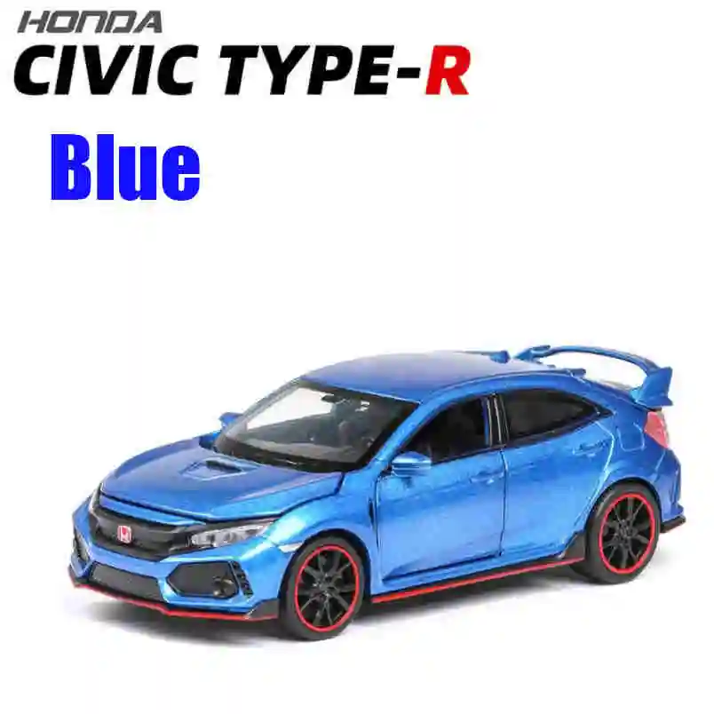 Синий 1:32 HONDA CIVIC TYPE-R литые под давлением и игрушечные транспортные средства металлическая модель автомобиля звуковой светильник коллекция автомобилей игрушки для детей Рождественский подарок - Цвет: Синий
