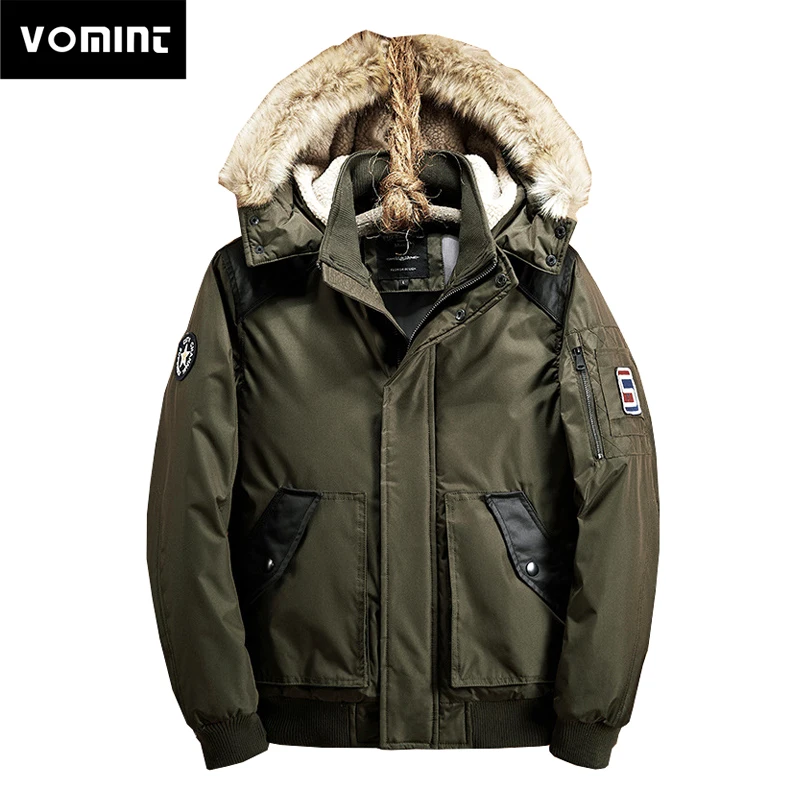 Vomint 2019 зима Для мужчин пальто парки Короткие утепленные куртки с капюшоном