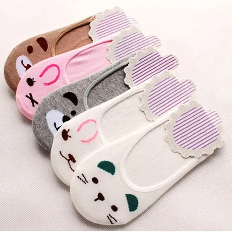 1 пара черный белый серый Кот игрушечная лодка мягкие хлопковые носки стелс