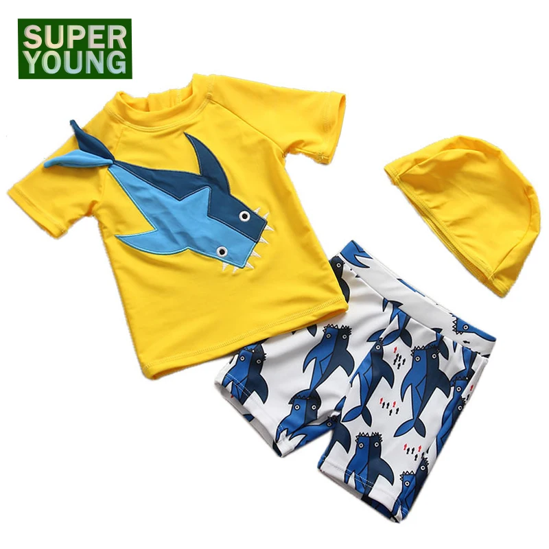 Детский купальный костюм с рисунком акулы летняя детская спортивная одежда