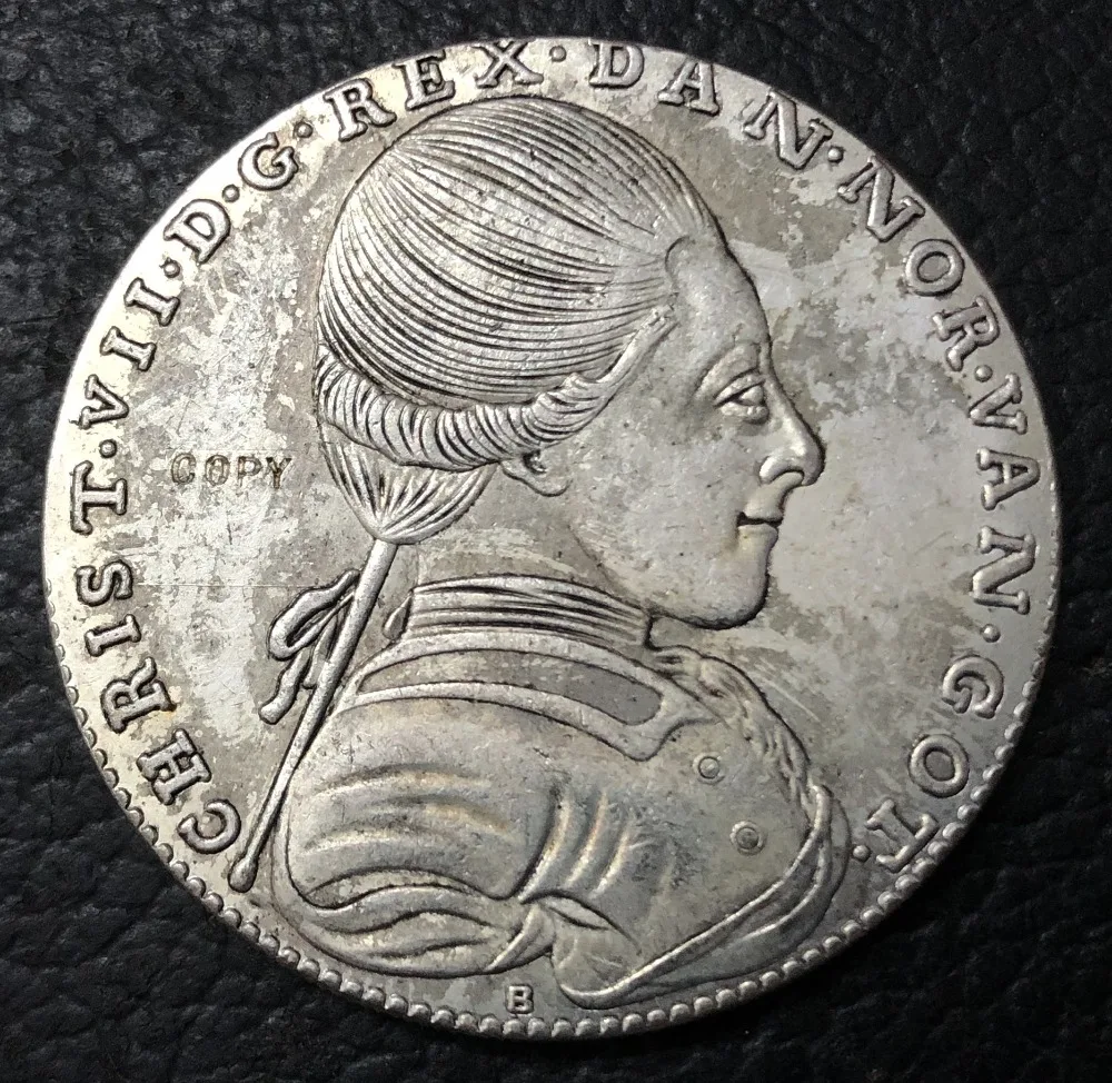 1771 Дания 1 крона VII христианская Посеребренная копия монеты|Безвалютные монеты| |