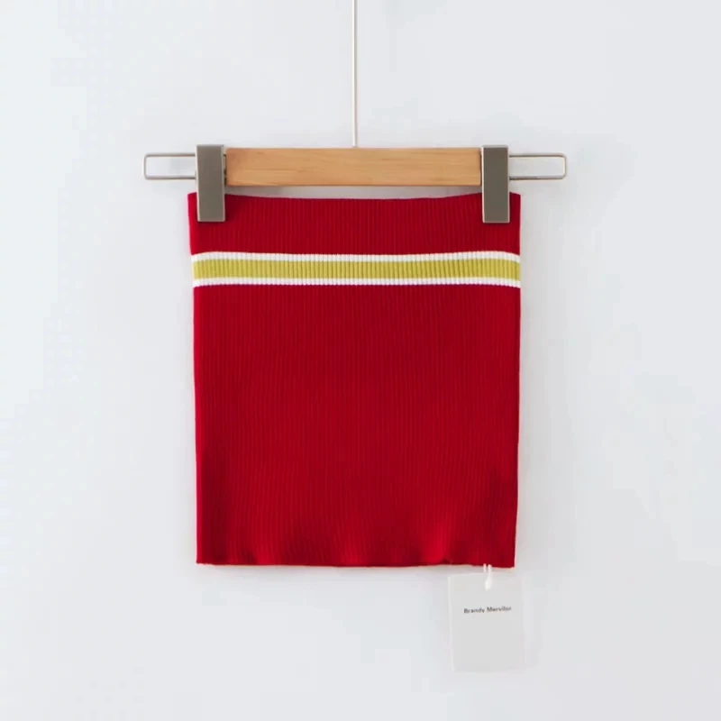 red Женский контрастный трикотажный топ-труба - Цвет: red